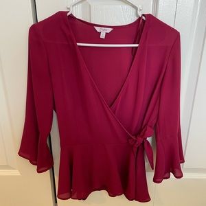 Candies Maroon Wrapped Blouse